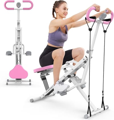 Squat Roeimachine - Fitnessapparaat - Thuistrainingen - Verstelbare Weerstand - Opvouwbaar Ontwerp - Roze