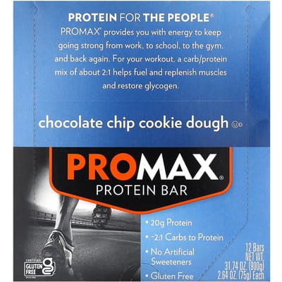 NuGo Nutrition, Barres protéinées ProMax, Pâte à cookies aux pépites de chocolat, 12 barres, 2,64 oz (75g) Chaque