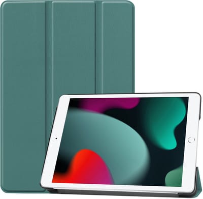 Hoesje Geschikt voor Apple iPad 9 (2021) - 10.2 inch - 9e Generatie - Dun & Stevig - Trifold Bookcase - Hard Cover - Hardcover Book Case - Tablet Hoes - Donkergroen
