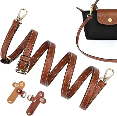 Leren Schouderband voor Handtas - 12 mm Draagriem voor Vrouwen, Bruin, Inclusief 2 Adapterstukken voor Verbeterde Functionaliteit
