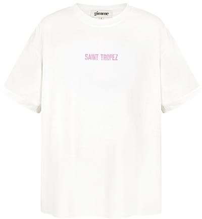Shirt - Dames - Dameskleding - Maat S - Katoen - Wit - Roze - T-shirt - Oversized - Saint Tropez - Trending