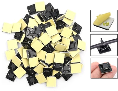 Ortho® - Zelfklevende Kabelbinders Houder - Tiewraps Houder - Tie Wraps - Zwart - 100 stuks - 30x30mm