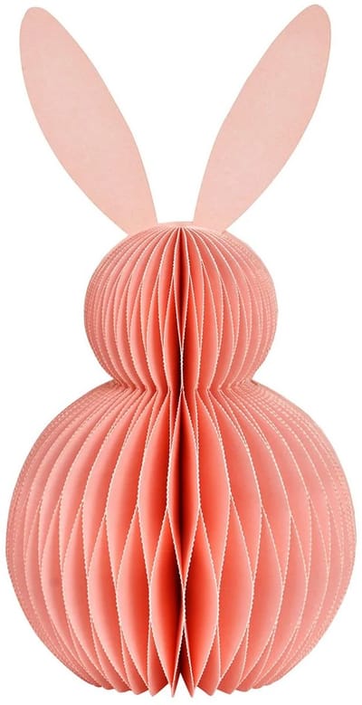 Honeycomb Paashaas Paasdecoratie 20 cm – Papieren Konijn Roze – Opvouwbare Lente Decoratie met Magneetsluiting