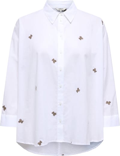 Only Blouse Onlnew Lina Grace Ls Emb Shirt Noos 15283743 Bright White/light Tedd Dames Maat - M