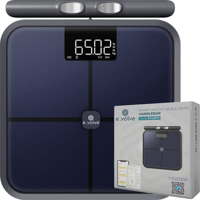 e.volve X3 Weegschaal Personenweegschaal Digitaal - Slimme Weegschaal met 32x Lichaamsanalyse - Incl. App & Handvat