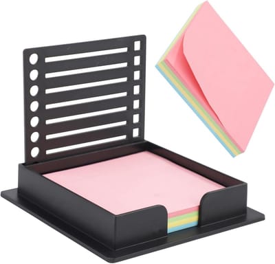 Organiseer je kantoor met een Sticky Note Pad Houder, 8.6x8.6x1.8cm, Acryl Notitieblok Dispenser voor Efficiëntie en Ruimtebesparing (Zwart)