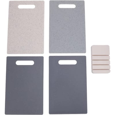 4-delige Snijplankset Plastic Flexibele Snijplanken met Antislip Basis voor Vlees Groenten Fruit gray