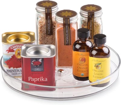 Famanu - Draaiplateau Ø25 cm – Lazy Susan kruidenrek – kunststof – stille rotatie – transparant