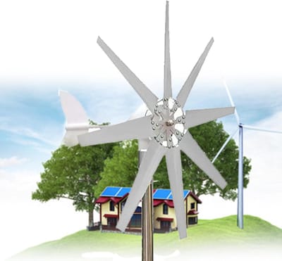 Windturbine Generator - Windmolen Kit - Duurzame Energie Opwekken - 8 Bladen - 15000W 12V 24V 48V - Wit