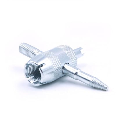 Dailygoods- Ventielgereedschap 4-weg - Geschikt voor voertuigen/airconditioning - Inclusief 4 klepkernen - Verwijderen van klepkernen - Afmetingen 47 x 33 mm - Compatibel met alle ventielen - Klepkern