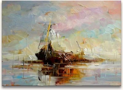 Handgeschilderd schilderij Olieverf op Canvas - Windstil bij Ameland