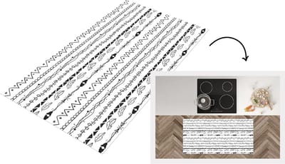 Keukenloper - Loper keuken - Patroon - Tieners - Veren - Hart - 120x60 cm - Keukenloper vinyl