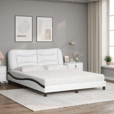 vidaXL - Bed - met - matras - "Hvar" - kunstleer - wit - en - zwart - 160x200 - cm