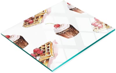 Decoratieve glazen snij- en serveerplank voor in de keuken, 60x52 cm