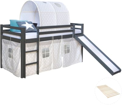 Homestyle4u Hoogslaper - 90x200cm - Kinderbed - Tunnel Sterren