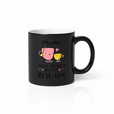 Zwarte Magic Mok 330 ml – “Mum Best-Tea” Warmtegevoelige Mok – Schattig Thee Design – Cadeau voor Mama
