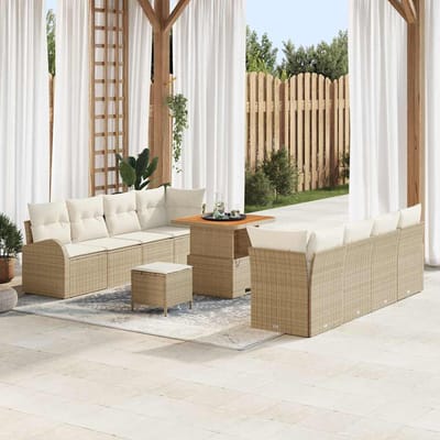 vidaXL - Tuinbank - Set - 11 - st - 10-Aantal - zitplaatsen - Beige - en - Crème