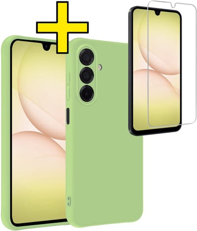 Hoesje - Met Screenprotector - Geschikt voor Samsung Galaxy A17 - Sterk & Shockproof - Back Cover - Siliconen Case - Telefoon Hoes - Telefoonhoesjes - Groen
