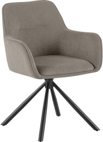 CLP Eetkamerstoel Tipton Cordbekleding 180 Grad Draai Mechanisme Belastbaar tot 150 kg Ribstof/taupe