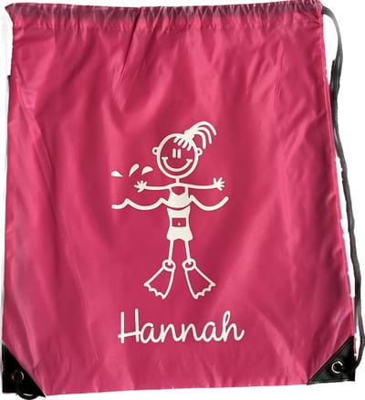 Zwemtas - rugtas - roze - met naam - 36cm x 41 cm