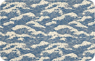 WC mat 80x50 cm - Antislip - Golven - Klassiek - Blauw - Toiletmat - Vloermat - Douchemat - Toilet tapijt - Toiletmatten