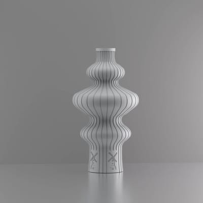3d-gezellig Fontein met molen - Vaas - Grijs - Maat 25 cm - Kunststof - Modern - Bloemenvaas -100% gerecycled PLA (bioplastic)