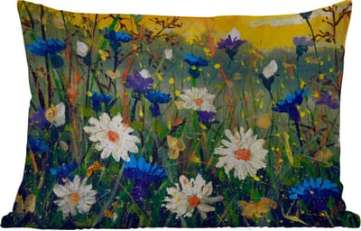 Buitenkussens - Tuin - Schilderij - Olieverf - Natuur - Bloemen - 50x30 cm