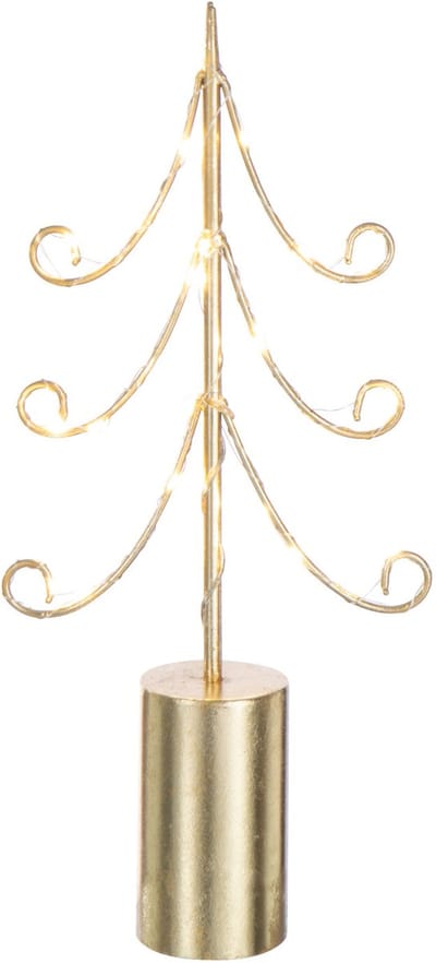 J-Line decoratie Boom - ijzer - goud - small - LED lichtjes
