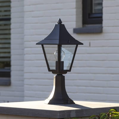 K.S. Verlichting Livorno sokkellamp, IP44, zwart/helder