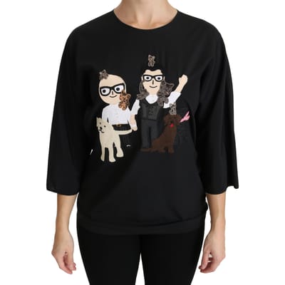 Dolce & Gabbana Zwart #dgfamily Top T-shirt Zijde Blouse