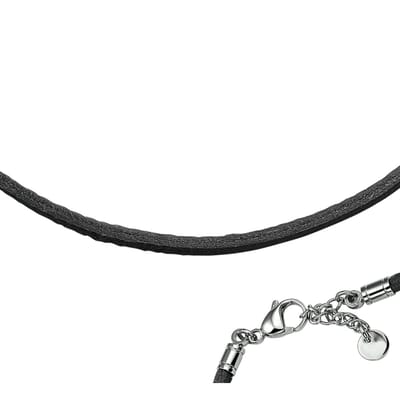 Stalen Collier Leer 3 – 53 cm – Zilverkleurig –