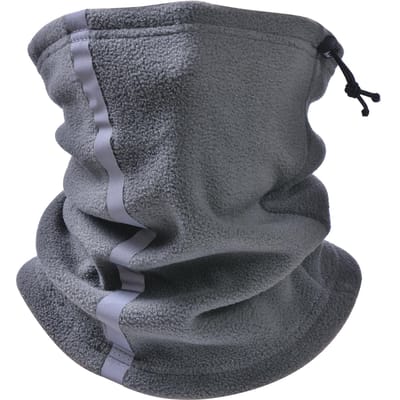 Verstelbare Fleece Nekwarmer Reflecterende Veiligheidsgezichtsbedekking Winter Warm Outdoor Sport Sjaal donkergrijze kleur