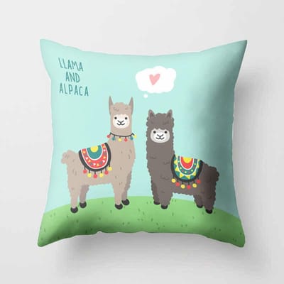 Schattig Cartoon Bedrukt Kussensloop Alpaca Decoratief Thuis Bank Kantoor 50x50cm