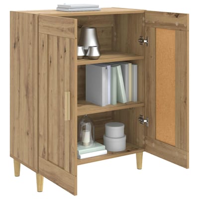 vidaXL - Dressoir - Artisanaal - eiken - 69,5 - x - 34 - x - 90 - cm - Bewerkt - hout