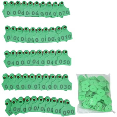 100 stuks TPU Varken Koe Oormerk met Nummer 001?100 Oormerk Tag Boerderij Vee Accessoire Groen groen