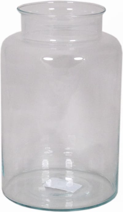 Floran Vaas melkbus - smalle hals - glas - transparant - 19 x 30 cm - Bloemenvazen