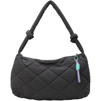 Sac Décontracté Grande Capacité pour Femmes  Nouvelle Veste Tube en Coton Nylon Tendance et Polyvalente  Sac Bandoulière  Sac en Tissu Épaule black