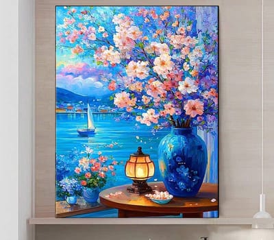 DIY kruissteekborduurpakket/Prachtig landschap - Blauwe nachtgloed/gedrukt kruissteekpatroon borduurpakket (frame niet inbegrepen) 40*50CM