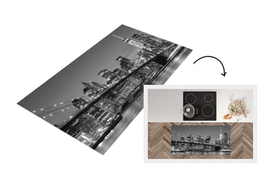 Keukenloper - Loper keuken - New York - Brooklyn bridge - Zwart - Wit - 120x60 cm - Keukenloper vinyl