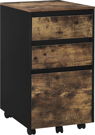 Happyment Luxe archiefkast Nevlo - Dossierkast Hout - Bureaukast - Ladeblok bureau - Donkerbruin - 40x70x40 cm (B x H x D)