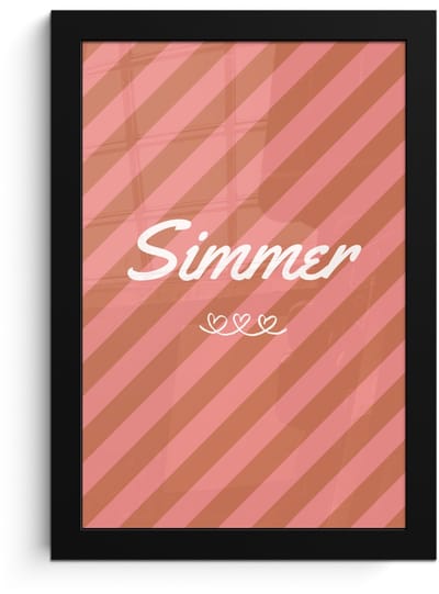 Poster in lijst - Fotolijst 20x30 cm - Posters - Simmer - Hartjes - Strepen - Roze - Posterlijst zwart - Decoratie - Wanddecoratie woonkamer - Muurdecoratie slaapkamer