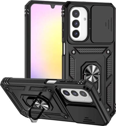 Coverup Hoesje - Geschikt voor Samsung Galaxy A17 / A26 Hoesje - Coverup Armor Ring Kickstand Back Cover met Camera Shield - Zwart