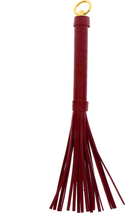 Luxe Zweep - Voor BDSM, SM en Bondage - Flogger - Gemaakt van PU-Leer en Nikkelvrij Metaal - SM Zweepje - Sex Whip - Rood / Goud