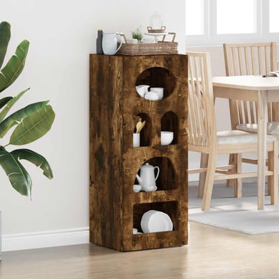 vidaXL - Dressoir - ELST - Rook - Eiken - 40 - x - 35 - x - 100,5 - cm - Bewerkt - hout