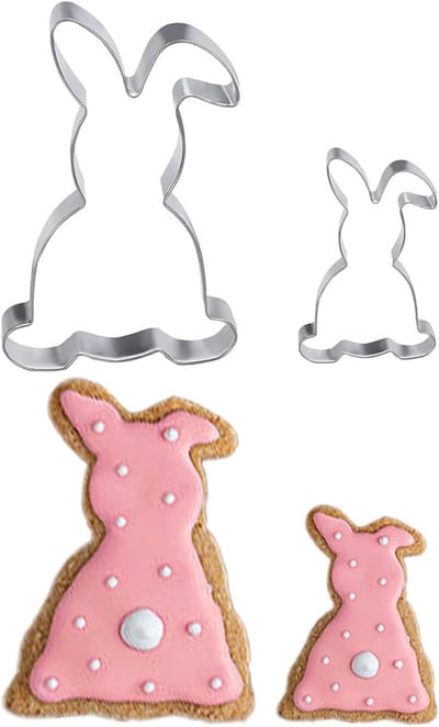 Konijnenkoekjessnijders set van 2 - Creatieve uitsteekvormen voor Pasen, verjaardagen en feestjes - Roestvrij staal