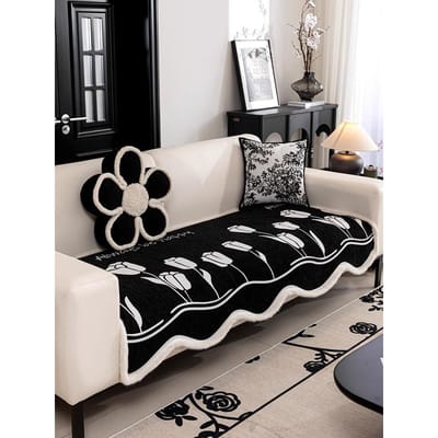Winter Chenille Bankhoes Onregelmatig Vormig Bankkussen Vier Seizoenen Universeel Antislip Bankmat Jacquard Pluche Rand Bankhoes 70x70cm 1pcs