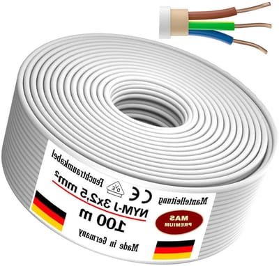 Installatiekabel NYM-J - Krachtkabel Vochtige Ruimte - Vaste Installatie - 3 x 2.5 mm² Koper - 5 tot 170 meter