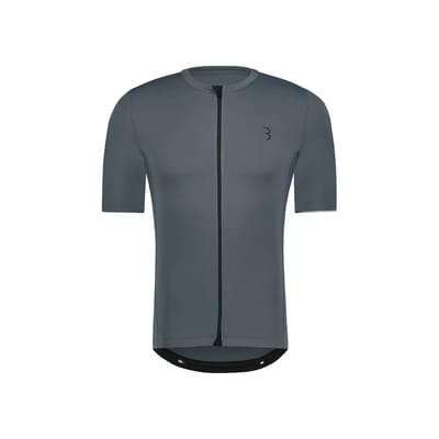 BBB Cycling Essence Fietsshirt Heren Korte Mouw - 15-25 °C - Ademend MTB en Wielrenshirt met 3 Achterzakken - Twilight Grijs