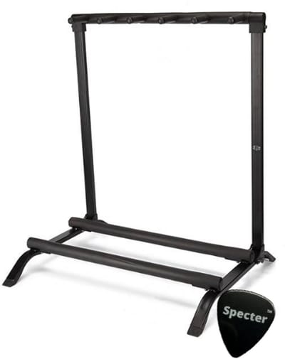 Specter Platinum Gitaarstandaard – Universeel Rack voor 5 Gitaren | Geschikt voor Elektrische & Akoestische Gitaren | Inclusief Specter Plectrum