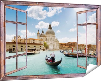 Gards Tuinposter Doorkijk Basiliek San Marco in Venetië op het Water - 150x100 cm - Tuindoek - Tuindecoratie - Wanddecoratie buiten - Tuinschilderij